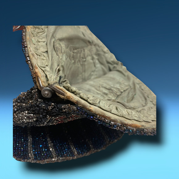 Vtg Antique Art Deco Shimmer Seed Beaded Flapper Purse Bag As Is Parts Repair - Picture 4 of 6